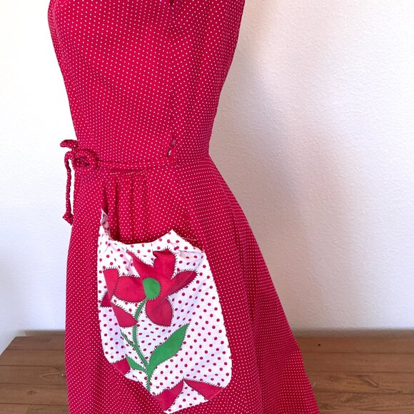 60's Dress - Wrap Around - Red Polka Dot - Summer - Handmade - Size Small/Medium - Picture 14 of 15